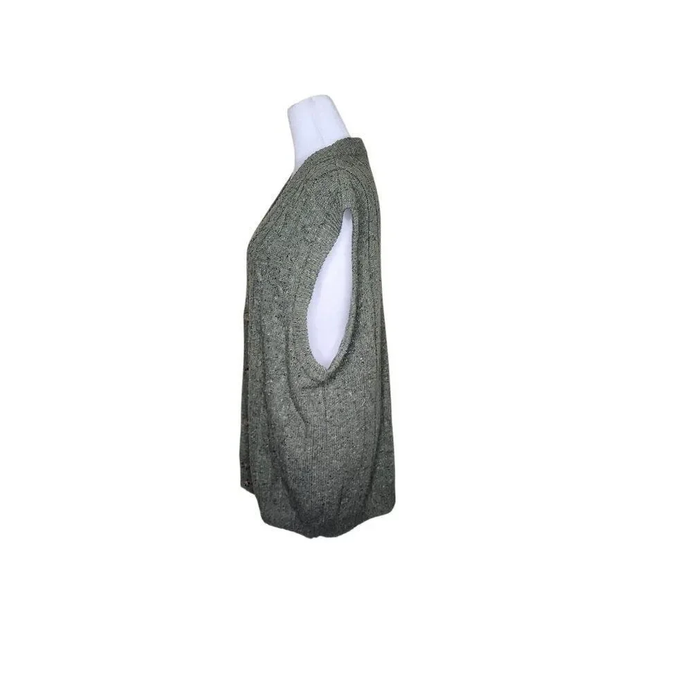 Vintage 90s Acrylic Button Up Sweater Vest Mens Size L Green Grunge Norm Core